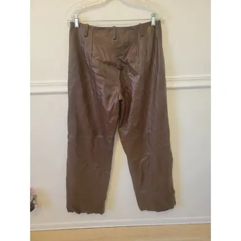 RTR sz 10 Veda deep chocolate brown leather pocketed dress trouser pants seamed
