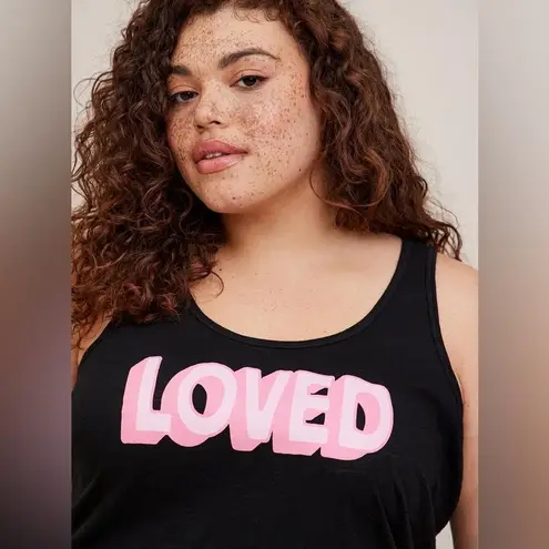 Torrid  Slub Racerback Black Pink 'Loved' Graphic Sleep Lounge Tank Top - size 1
