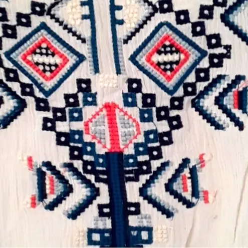 Raga Aztec Boho Crinkle Multi Colored Embroidered Spaghetti Strap Cami Anthro M