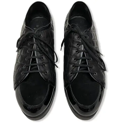 Aquatalia Quilted Black Leather Platform Oxford Sneakers