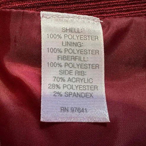 J.Jill  Burgundy Red Zip Front Heavy Quilted Puffer Vest Button Pockets Medium - Image 15