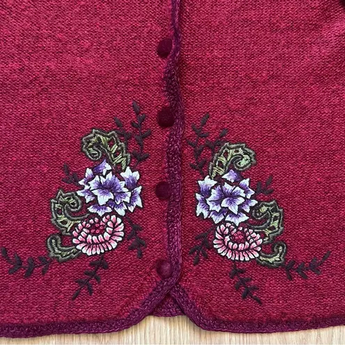 Susan Bristol Vintage 90s Wool Blend Sweater Vest Hand Embroidered Womens Size S