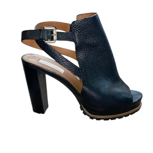 See By Chloe black leather open toe sling back heels