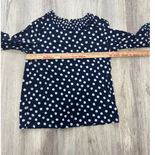 Boden Althea Flare Cuff Polk a Dot Top Size 8 Blue