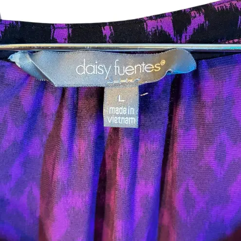 Daisy Fuentes Purple Combo Print Sleeveless Dress Ladies Size L Career Casual
