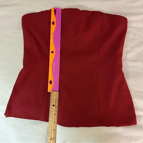 Emerson Lang Small Red Strapless Tube Tank Top, Side Slits, Waist