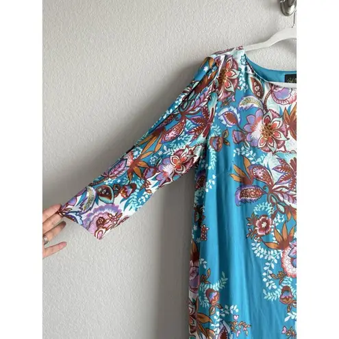 Bob Mackie Wearable Art Paisley Floral Midi Dress Women’s Size L Colorful Artsy