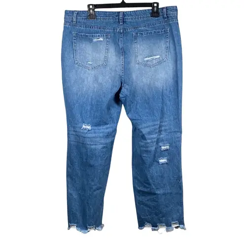 Flamingals Jeans Women's 2XL 37x26 Wide Leg Ankle Raw Edge Distressed Beachy Blue Size undefined