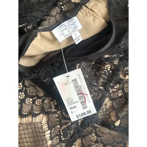 RYSE The Label Samson Nude Black Lace Dress Mesh Long Sleeve Bodycon Formal