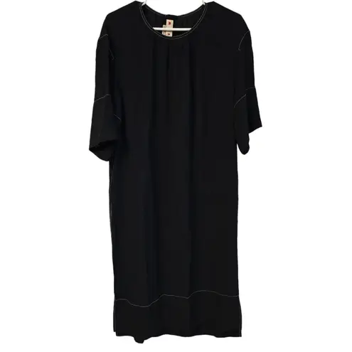 Marni Womens Crepe Envers Satin Short Sleeve Dress Deep Blue sz 42 Oversized Blue