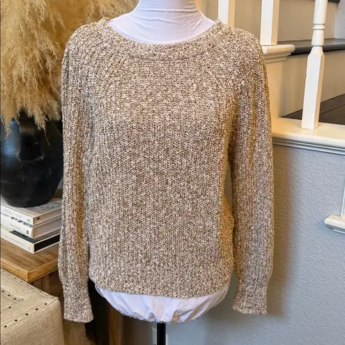 Free People  Electric City Crew Neck Pullover Sweater Gold Combo Size Small