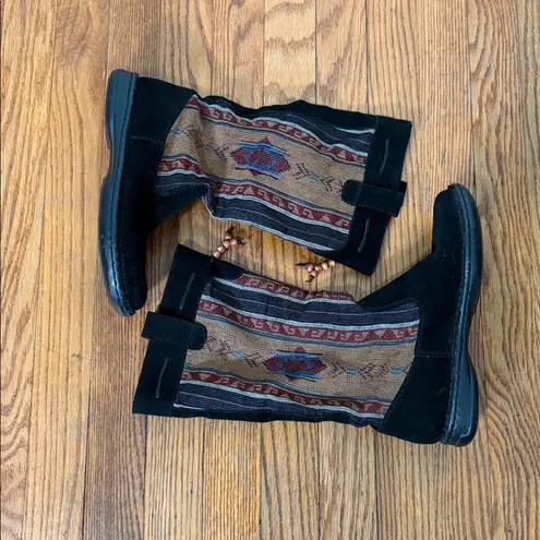 Minnetonka ‎ Tall Moccasins Boot Southwest Western Suede Black 6.5 - Image 2