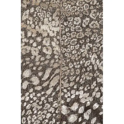 PATBO Gold Metallic lurex mesh fabric Leopard Drape Mini Dress sz 4 Black