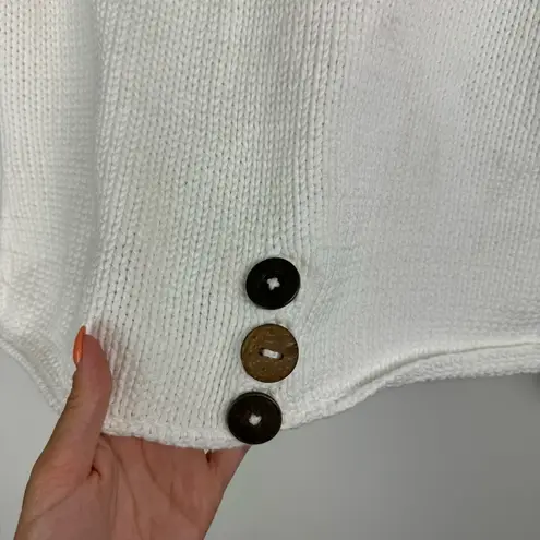 Pure Handknit Sweater Cardigan Art Deco Buttons Sz S/M White