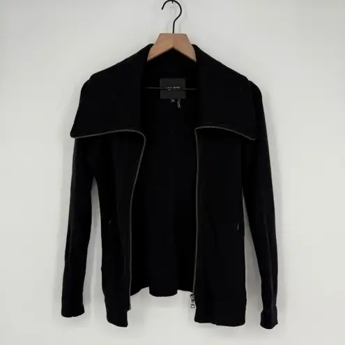 Nic+Zoe Black Zipper Collar Knit Jacket Sweater XS