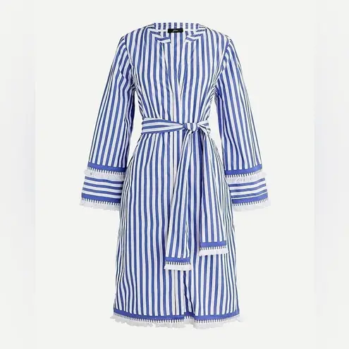 J.Crew Striped Poplin Cotton Tunic Dress Sz 6 Blue Nautical Preppy Belted Beach