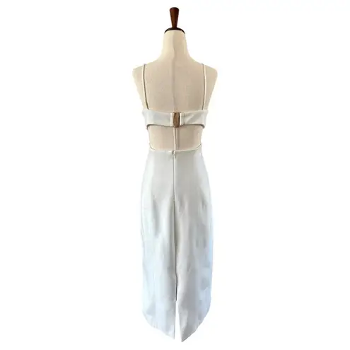 Misha Collection Misha Daisy Solid White Cut Out Mid-Riff Bustier Midi Dress Size 8