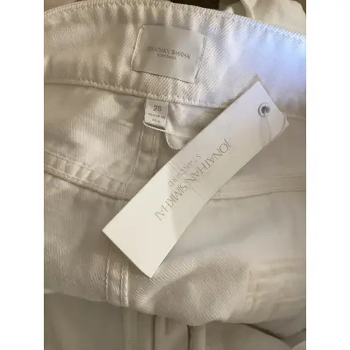 JONATHAN SIMKHAI STANDARD White Denim Belted Cargo Shorts Size 28 Eco Conscious