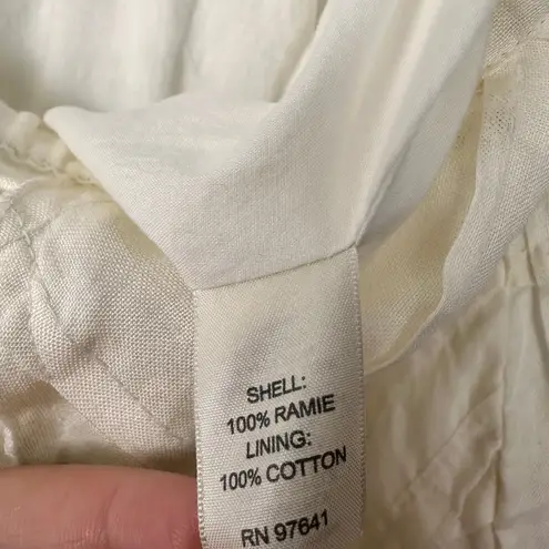 J.Jill Tucked Lagenlook Boho Ramie Midi Peasant Skirt Sz Large Fall Festival White