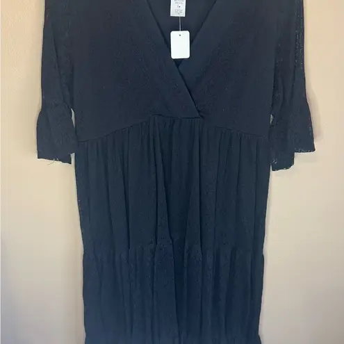 Black Tiered Maxi Sundress with Bell Sleeves Size 1X