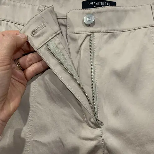 Lafayette 148 New York Size 16 Fulton Champagne Beige Shiny Pant Pockets Women's