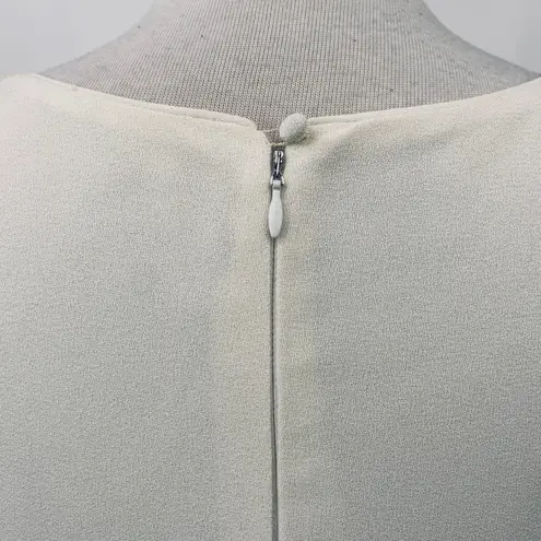 Vintage 80s Fringe Trim Dress Drop Waist Bow Detail Long Sleeves Ivory Womens 10 White