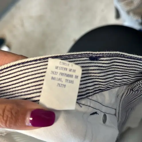 Vintage Roughrider blue white pin striped high waisted jeans western size 11