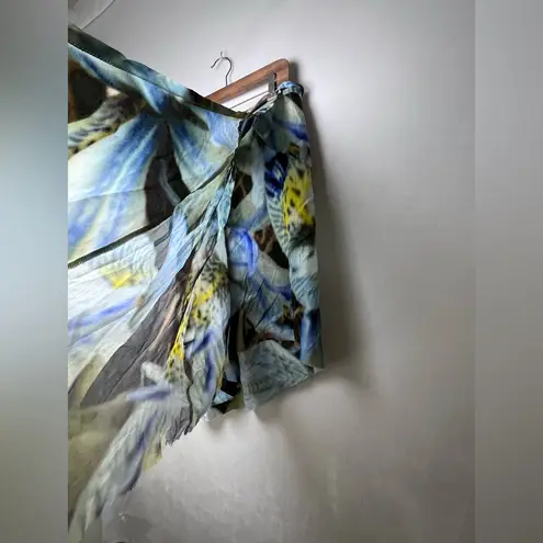 People of the Labyrinths Vtg Silk Wrap Skirt Wmn Med Holland Avant Garde Blue
