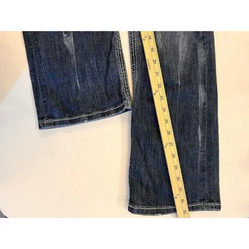 BKE Sabrina Stretch Womens Denim Blue Jeans Sz 30L Tall Bootcut Dark Wash Buckle