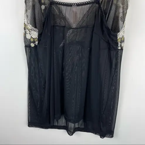 Cacique Lane Bryant Sexy Lingerie Mesh Top White Gold Floral Lace Sz 18/20