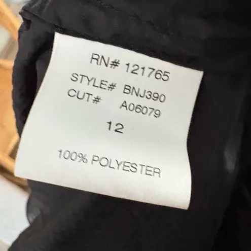 Poleci Jacket Coat Size 12 Black Trench Draped Crinkled Wide Collar Modern Chic