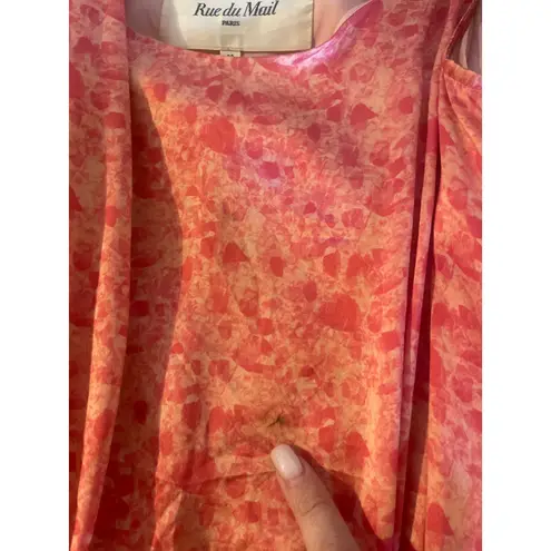 Vintage RUE Du MAIL Pink Satin Printed Drop Waist Dress FEMININE Silk Size 38 S