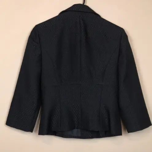 London Times Women’s Knit Textured Dot Black Double Breasted 7/8 Sleeve Blazer