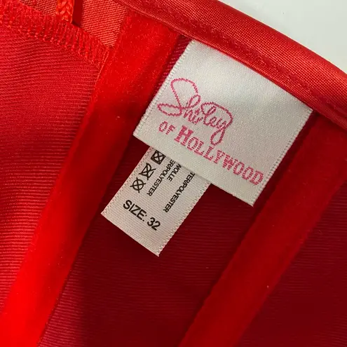SHIRLEY of HOLLYWOOD Satin Lace Up Corset Red Size L