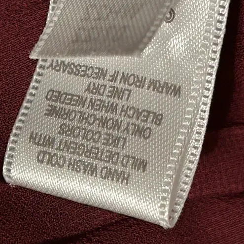 Garnet Hill Ribbed Detail Sheer Red Shirt dress Small