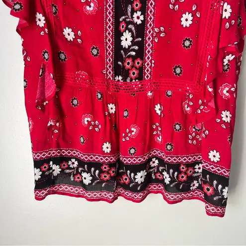 J.Jill  Women’s Red Floral Short Sleeve Blouse Size XLP