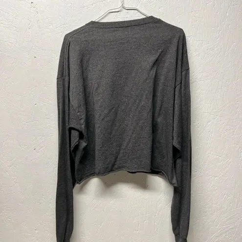 Fifth Sun Friday Vibes gray rainbow long sleeve crop shirt sz XL