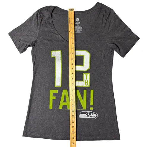 NEW Seattle Seahawks T Shirt Womens S Gray NFL Team Apparel 12th Fan V Neck