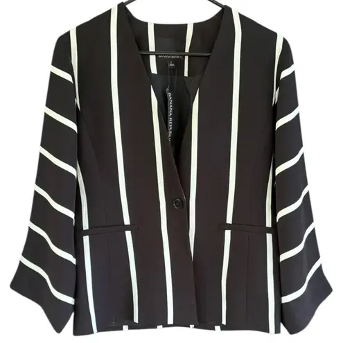 Banana Republic NWT  Black White Striped One Button Blazer Size 2 Retail $168.00