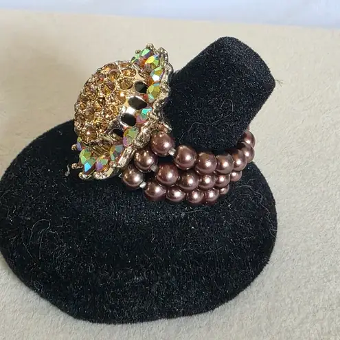 Rhinestone Sunflower Stretch Ring Gold