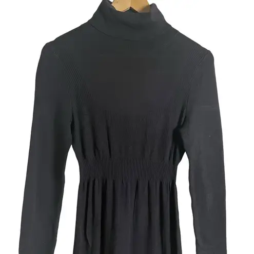 Toccin Black Ribbed Turtleneck Long Sleeve Midi Sweater Dress Size Medium