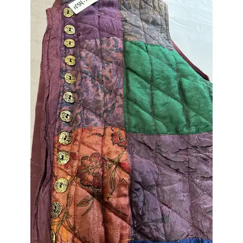 Natural Choice By S.R.G. Vintage Boho Patchwork Quilted Reversible Vest Size L Size L