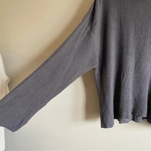 Free People FP Beach Charcoal Oversized Malibu Solid Surf Pullover Sweater Size Large