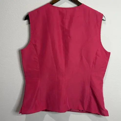 Susan Bristol Pink Vintage Button Up Embroidered Lined Vest Top Size XL
