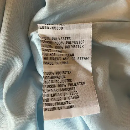 Betsy and Adam Sheer Sequined Backless Ball Gown Blue Size 4 Long Formal Dress