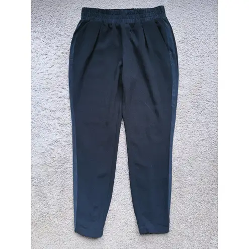 Rebecca Taylor Pull-On Silk Trim Emma Crepe Pant Stretch Black 4 Quiet Luxury