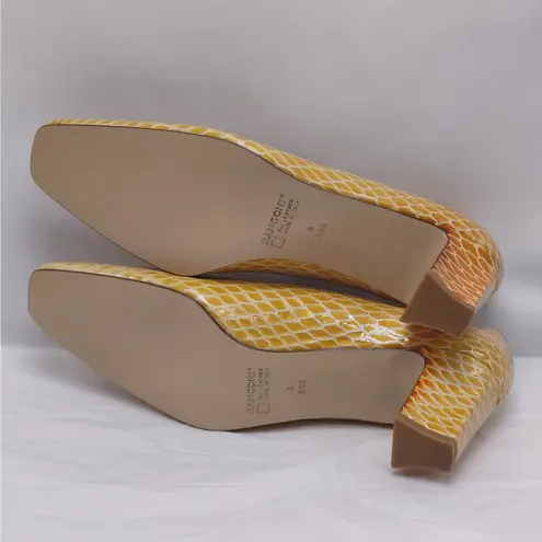 Rangoni Firenze Minx Beige Embossed Leather Block Heel Pumps 8 AAA Narrow Italy