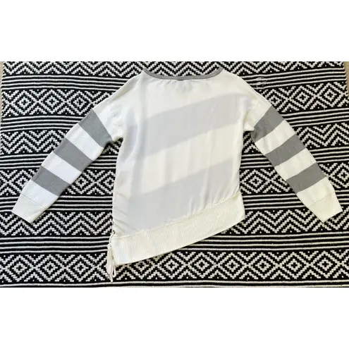 St. John Striped Link Textured Asymmetrical Sweater