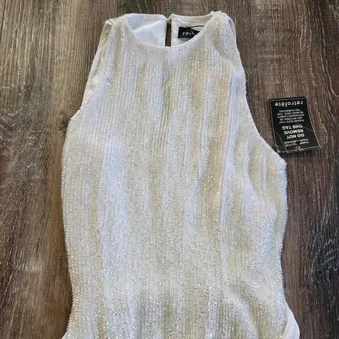 Retrofete Tilly Belted Sequin Chiffon Maxi Dress White Size XS NWT Sleeveless
