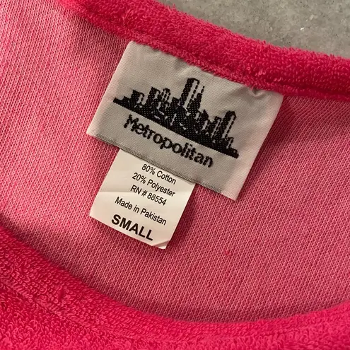 NWOT Metropolitan Size S Bright Pink Terry Cloth Tank Sun Dress Coverup Pockets